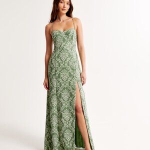 Abercrombie A&F Camille Tie-Back Maxi Dress - Green Floral - S
